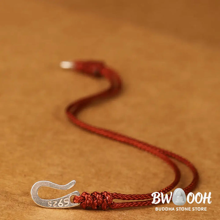 Buddha Stones 925 Sterling Silver Hook Design Red String Strength Colorful Bracelet - Bracelet