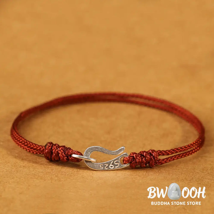 Buddha Stones 925 Sterling Silver Hook Design Red String Strength Colorful Bracelet - Bracelet