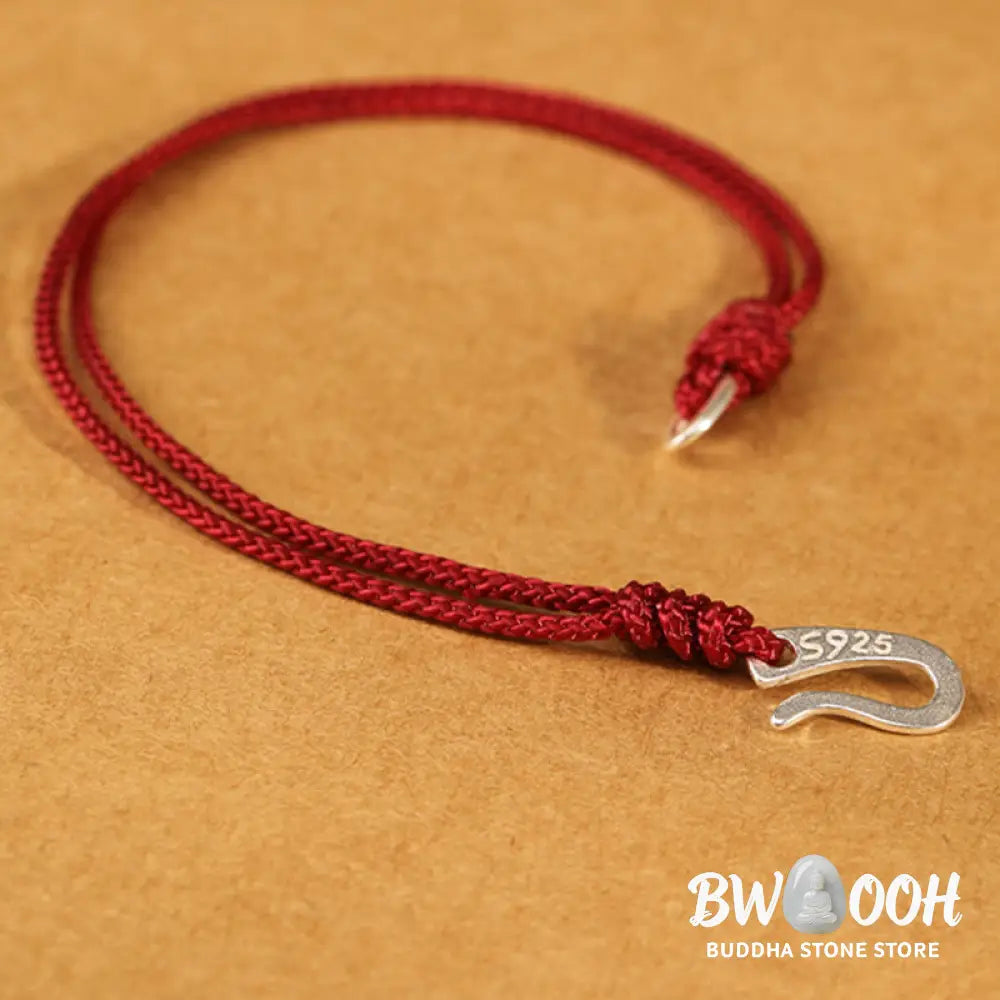 Buddha Stones 925 Sterling Silver Hook Design Red String Strength Colorful Bracelet - Bracelet