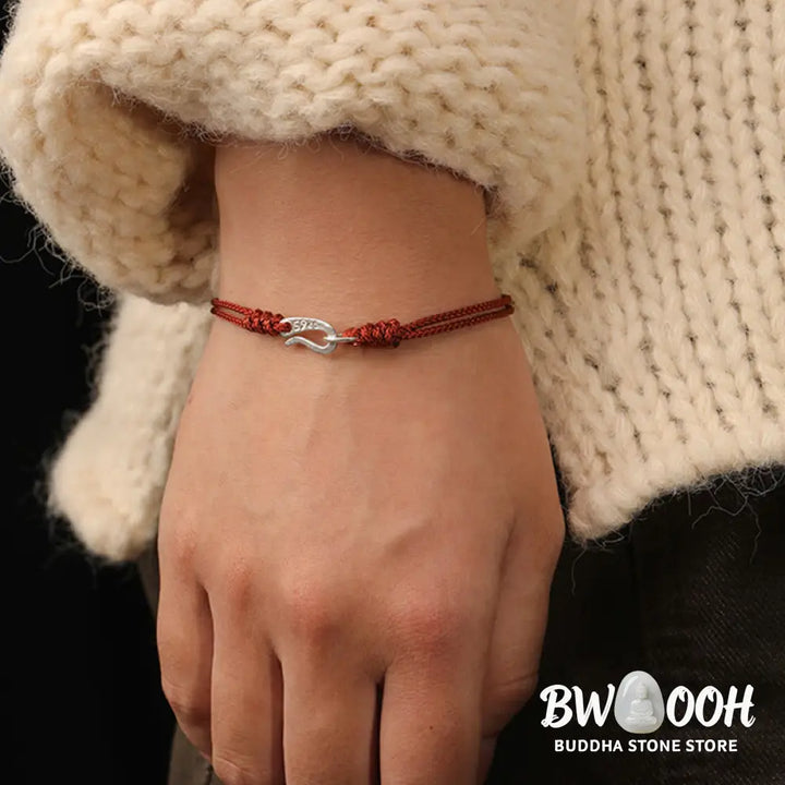 Buddha Stones 925 Sterling Silver Hook Design Red String Strength Colorful Bracelet - Bracelet