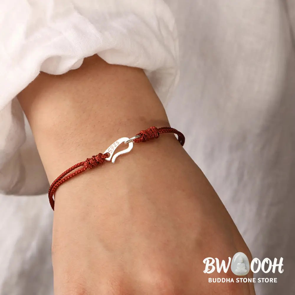 Buddha Stones 925 Sterling Silver Hook Design Red String Strength Colorful Bracelet - Bracelet