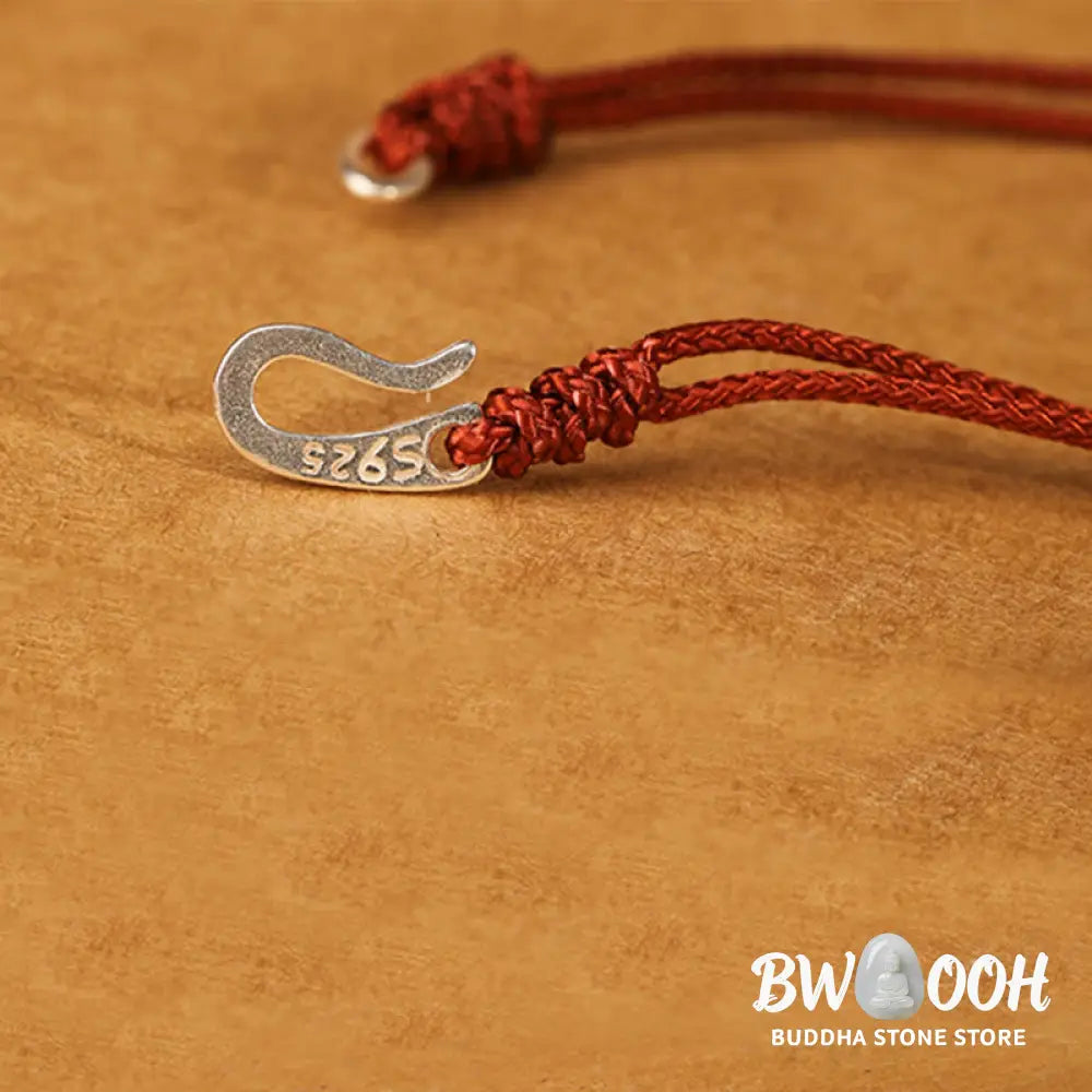 Buddha Stones 925 Sterling Silver Hook Design Red String Strength Colorful Bracelet - Bracelet