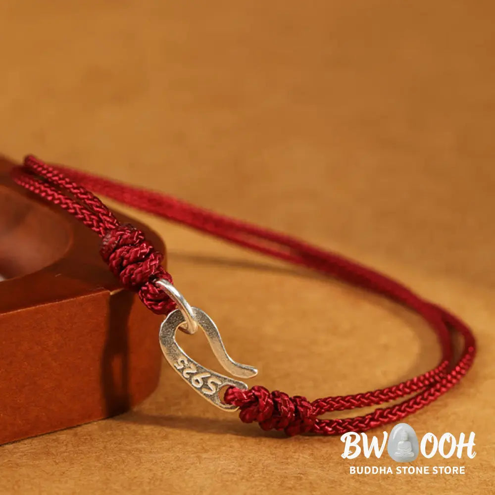 Buddha Stones 925 Sterling Silver Hook Design Red String Strength Colorful Bracelet - Bracelet
