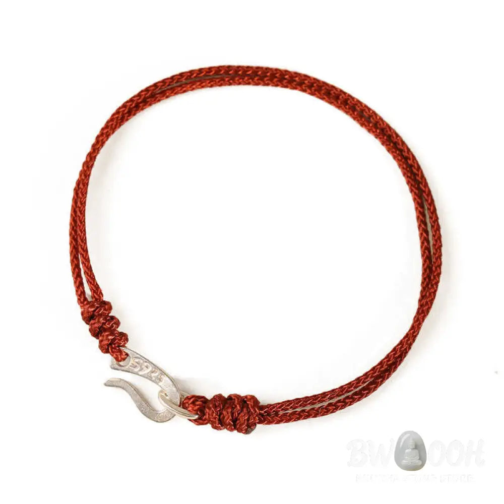 Buddha Stones 925 Sterling Silver Hook Design Red String Strength Colorful Bracelet - Bracelet