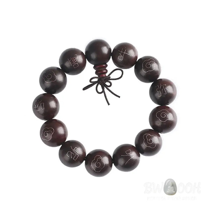 BWOOOH 925 Sterling Silver Inlaid Small Leaf Red Sandalwood Om Mani Padme Hum Auspicious Clouds Protection Bracelet. Features intricate silver inlay on rich red sandalwood beads, ideal for spiritual protection and mindful presence. - View 20