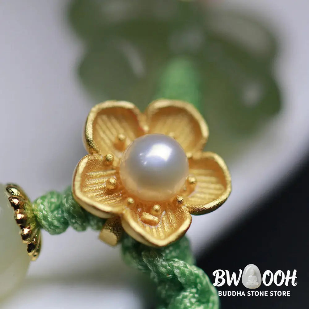 Buddha Stones 925 Sterling Silver Jade Luck Flower Butterfly Bracelet - BWOOOH - Jade (Prosperity ♥ Abundance)