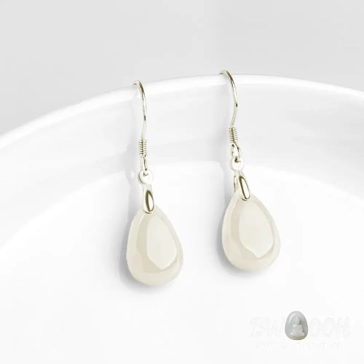 Buddha Stones 925 Sterling Silver Jade Water Drop Pattern Luck Prosperity Dangle Earrings - Jade(Prosperity♥Abundance)