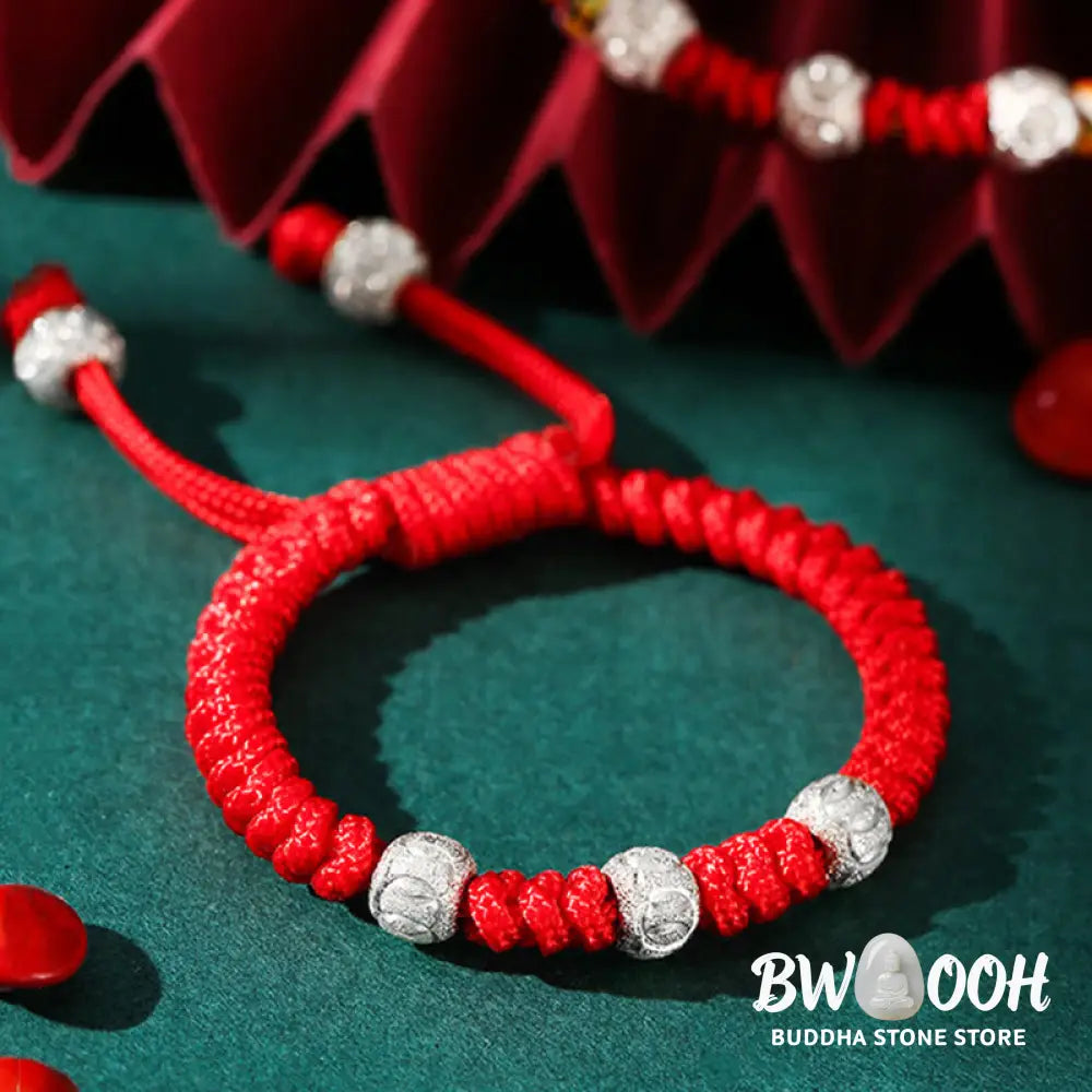 Buddha Stones 925 Sterling Silver King Kong Knot Multicolored Red String Strength Handmade Braided Kids Child Bracelet