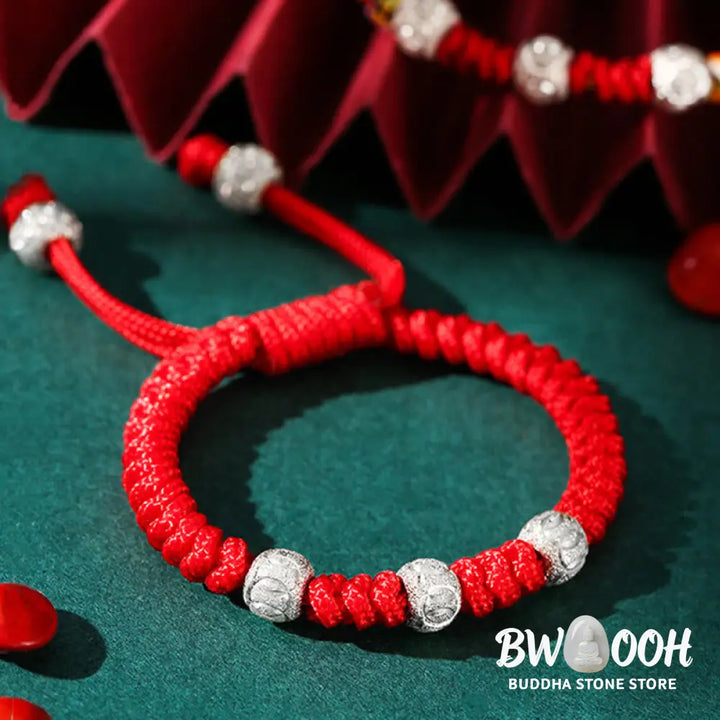 Buddha Stones 925 Sterling Silver King Kong Knot Multicolored Red String Strength Handmade Braided Kids Child Bracelet