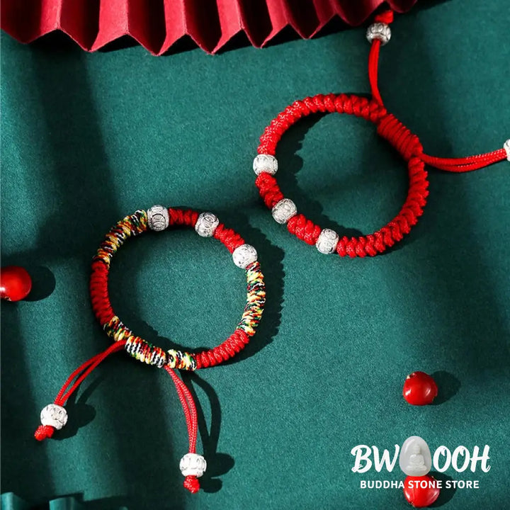 Buddha Stones 925 Sterling Silver King Kong Knot Multicolored Red String Strength Handmade Braided Kids Child Bracelet