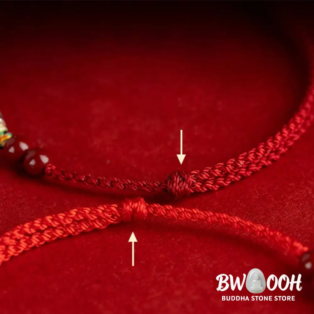Buddha Stones 925 Sterling Silver Koi Fish Cinnabar Bead Wealth Handcrafted Braided Bracelet Anklet - Bracelet Anklet