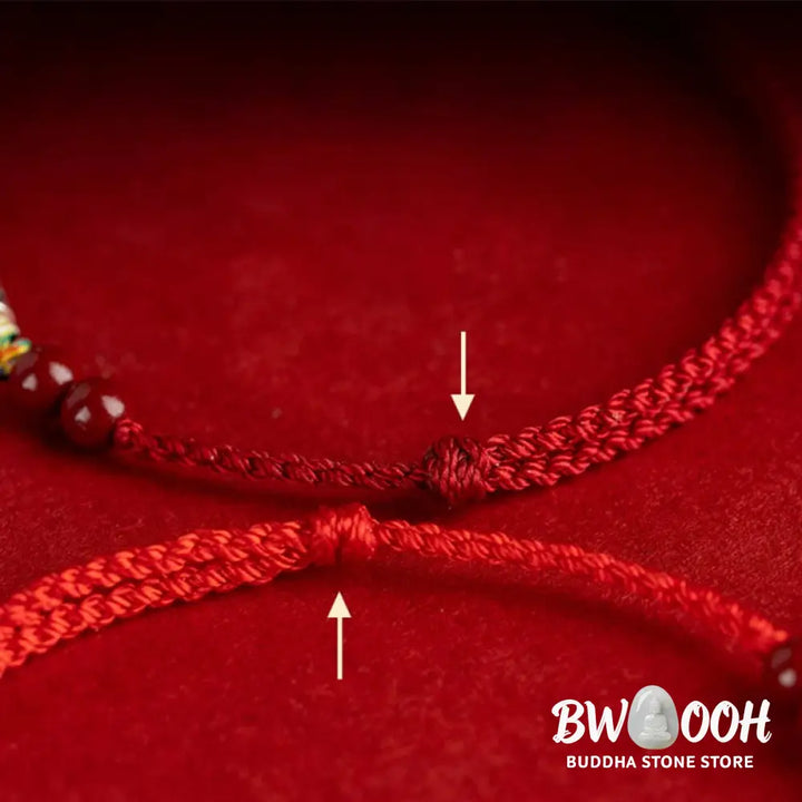 Buddha Stones 925 Sterling Silver Koi Fish Cinnabar Bead Wealth Handcrafted Braided Bracelet Anklet - Bracelet Anklet