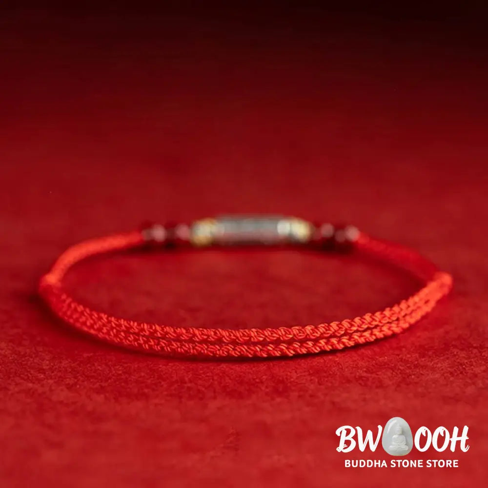 Buddha Stones 925 Sterling Silver Koi Fish Cinnabar Bead Wealth Handcrafted Braided Bracelet Anklet - Bracelet Anklet