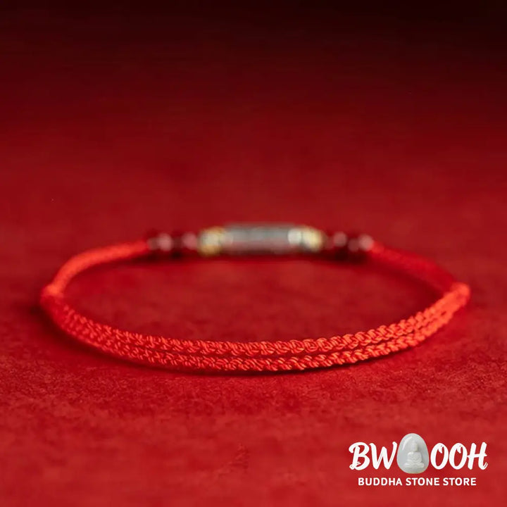 Buddha Stones 925 Sterling Silver Koi Fish Cinnabar Bead Wealth Handcrafted Braided Bracelet Anklet - Bracelet Anklet