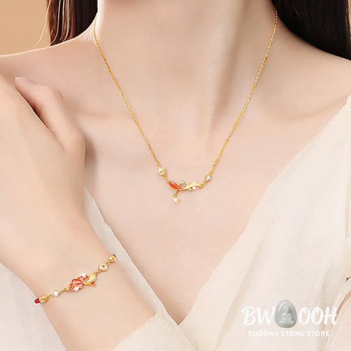 Buddha Stones 925 Sterling Silver Koi Fish Design Red String Blessing Bracelet - BWOOOH - Bracelet