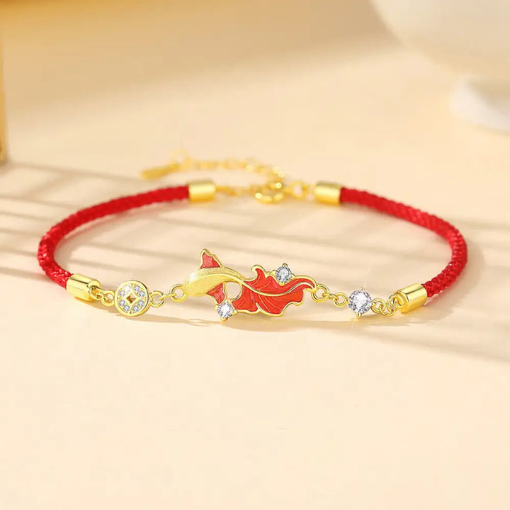 BWOOOH 925 Sterling Silver Koi Fish Design Red String Blessing Bracelet - BWOOOH spiritual jewelry piece