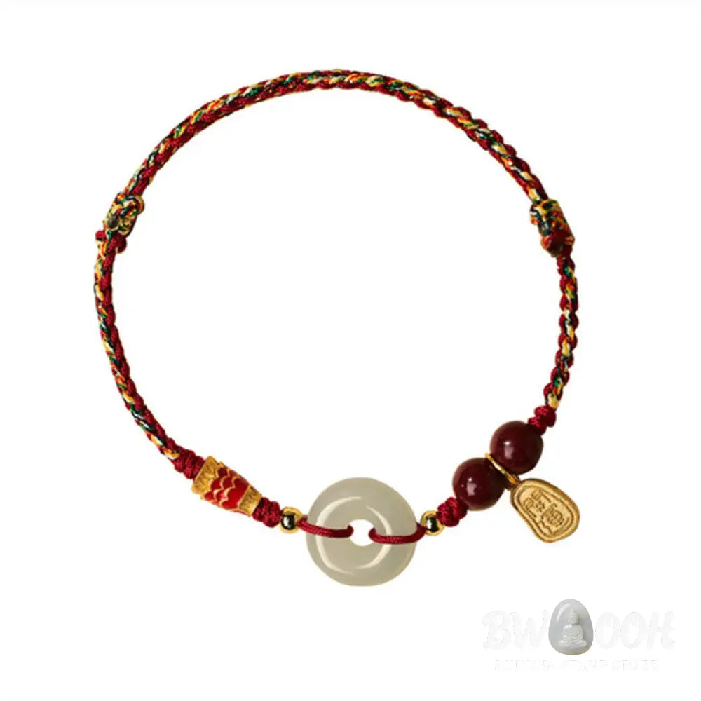 Buddha Stones 925 Sterling Silver Koi Fish Hetian Jade Peace Buckle Luck Bracelet - BWOOOH - 14-16cm - Bracelet