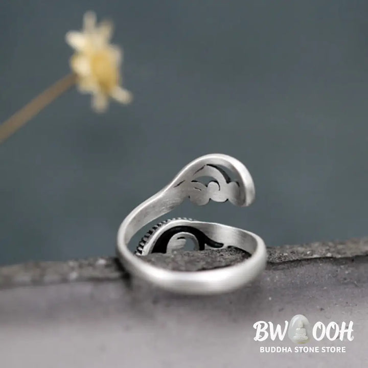Buddha Stones 925 Sterling Silver Koi Fish Water Ripple Luck Wealth Ring - BWOOOH - Koi Fish(Luck♥Prosperity) - Ring