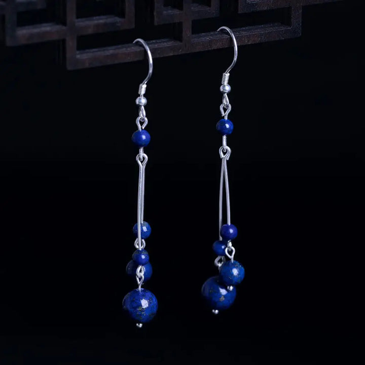 BWOOOH 925 Sterling Silver Lazurite Beads Serenity Drop Earrings — Sterling Silver crystal healing bracelet for spiritual ...