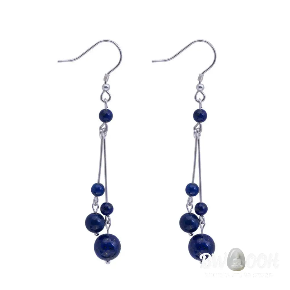Buddha Stones 925 Sterling Silver Lazurite Beads Serenity Drop Earrings - 925 Sterling Silver - Earrings