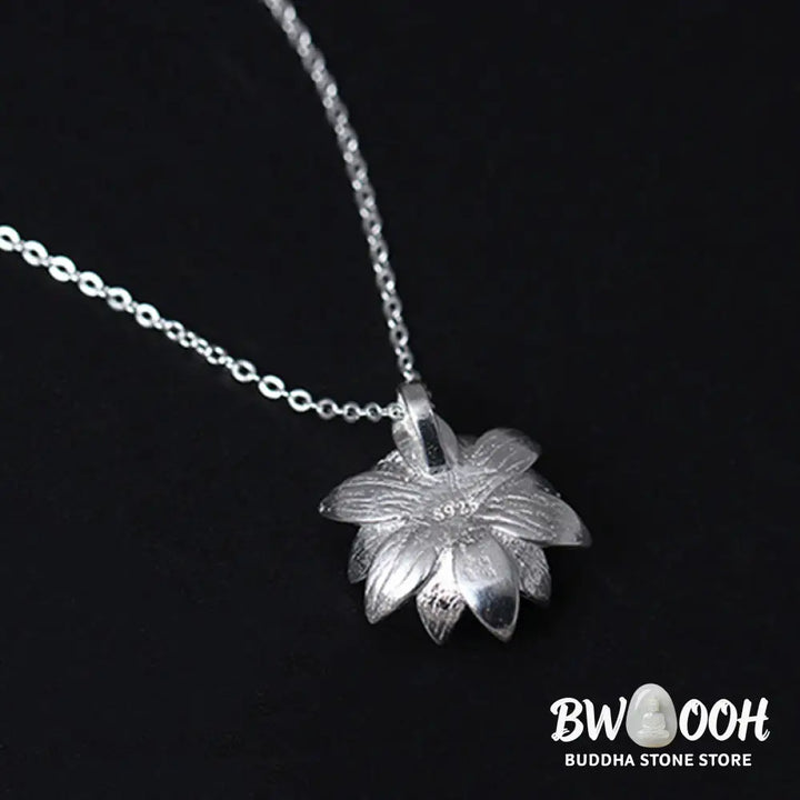 Buddha Stones 925 Sterling Silver Lazurite Lotus Flower Self Care Necklace Pendant - BWOOOH - 925 Sterling