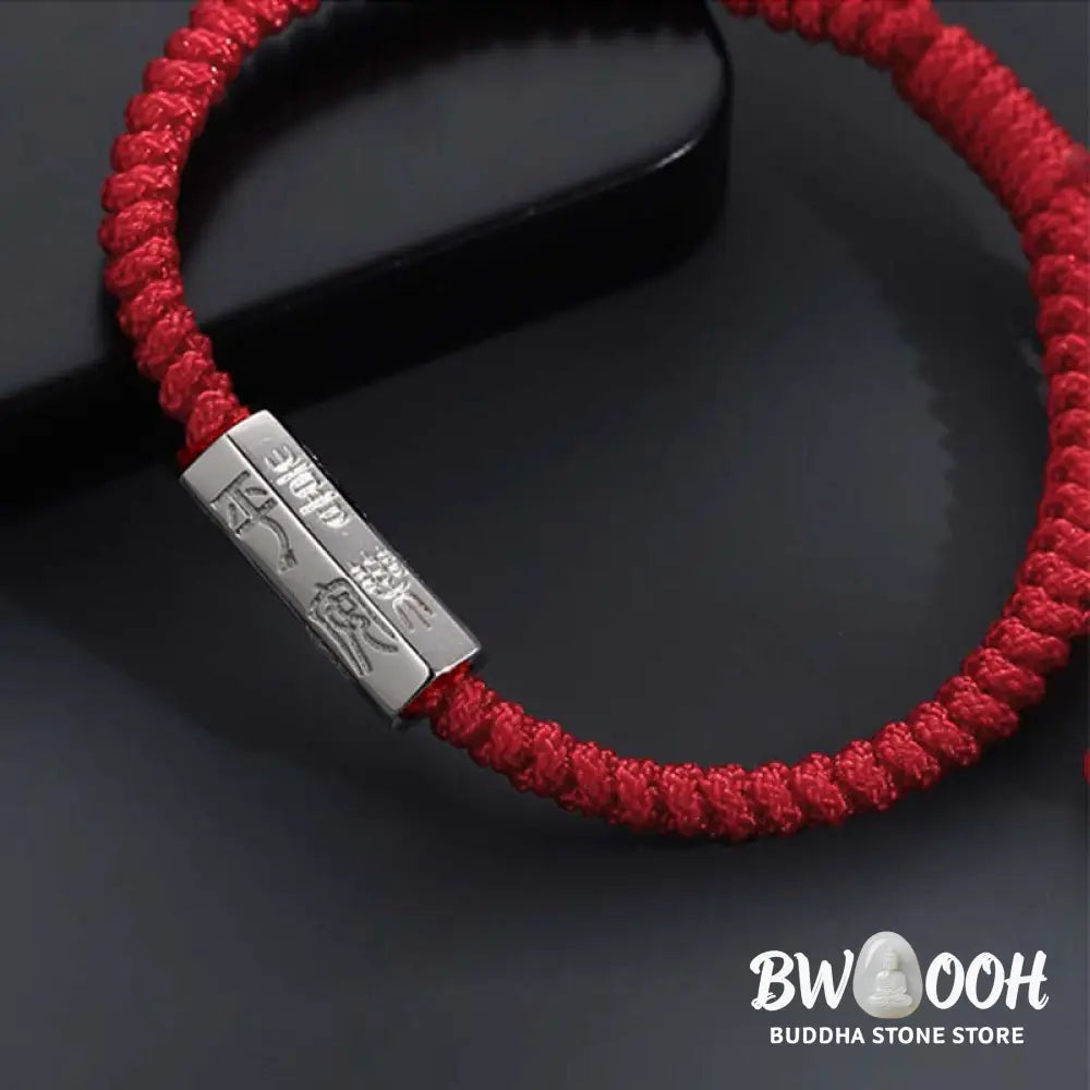 Buddha Stones 925 Sterling Silver Letter Engraving Blessing String Bracelet - BWOOOH - Bracelet