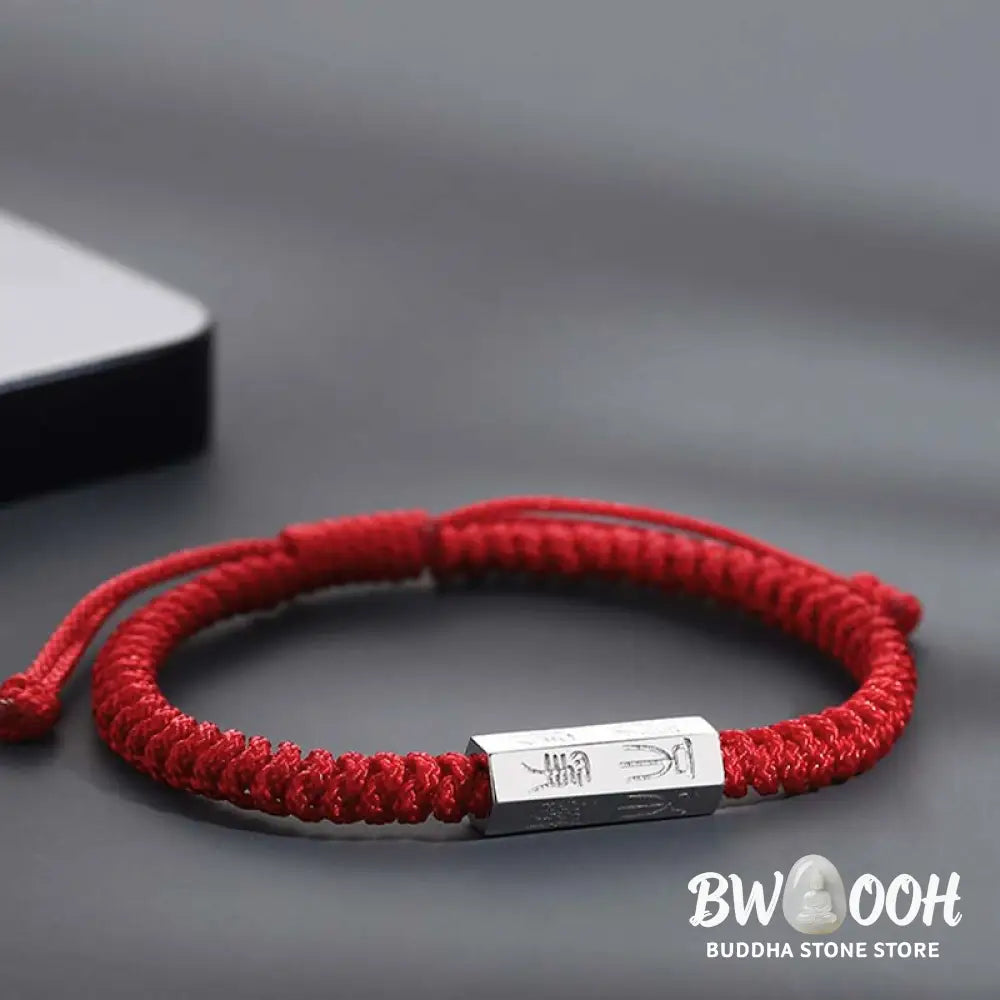 Buddha Stones 925 Sterling Silver Letter Engraving Blessing String Bracelet - BWOOOH - Bracelet