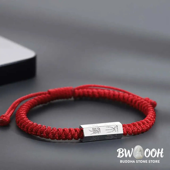 Buddha Stones 925 Sterling Silver Letter Engraving Blessing String Bracelet - BWOOOH - Bracelet