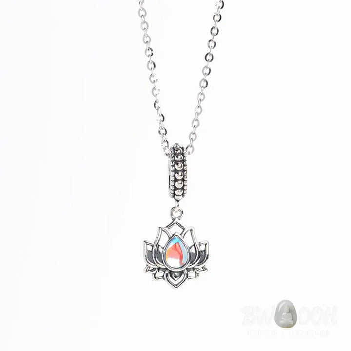 Buddha Stones 925 Sterling Silver Lotus Design Moonstone Healing Necklace Pendant - BWOOOH - Moonstone - Necklaces &amp;