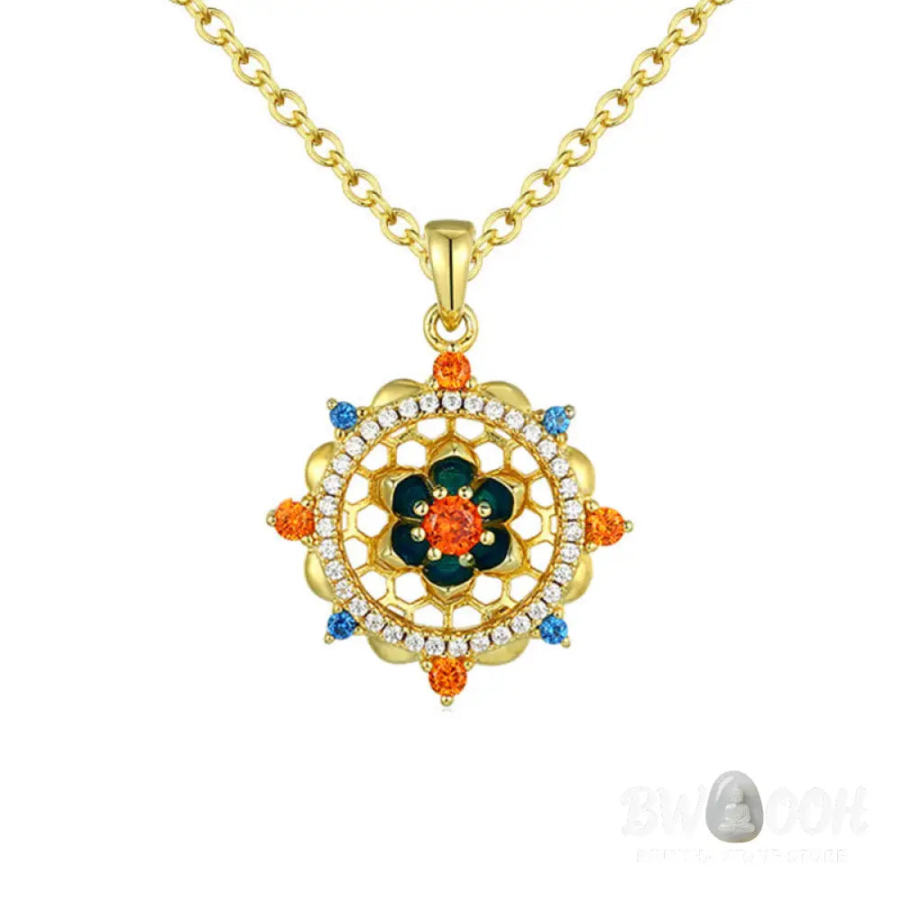 Buddha Stones 925 Sterling Silver Lotus Flower Colorful Zircon New Beginning Necklace Pendant - BWOOOH