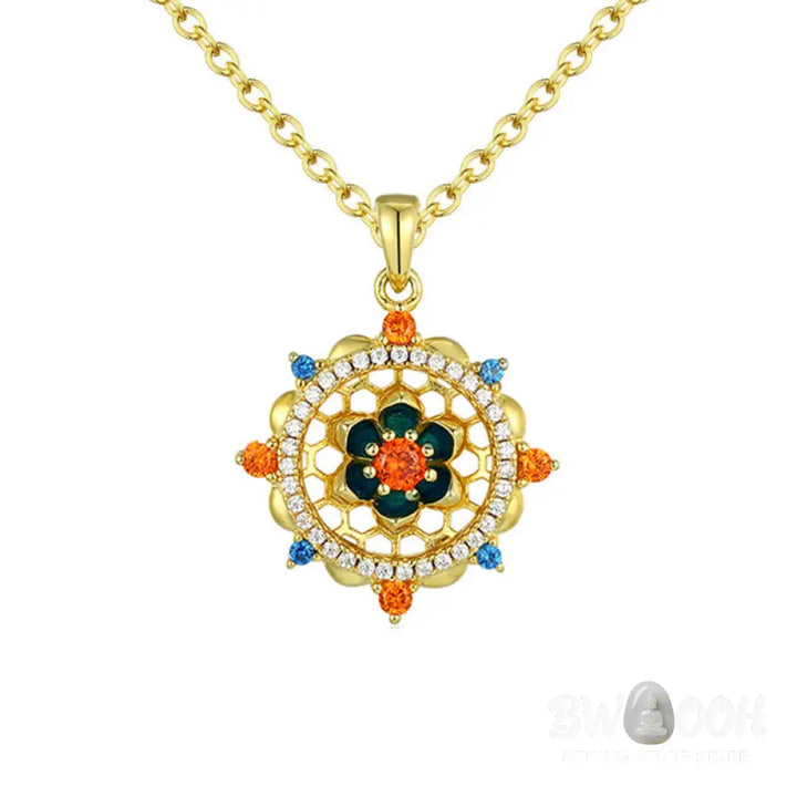 Buddha Stones 925 Sterling Silver Lotus Flower Colorful Zircon New Beginning Necklace Pendant - BWOOOH