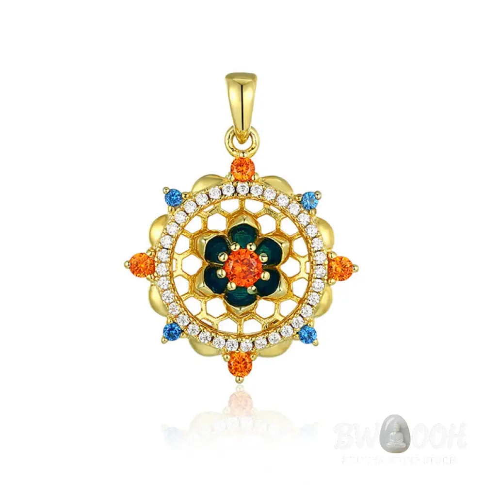 Buddha Stones 925 Sterling Silver Lotus Flower Colorful Zircon New Beginning Necklace Pendant - BWOOOH