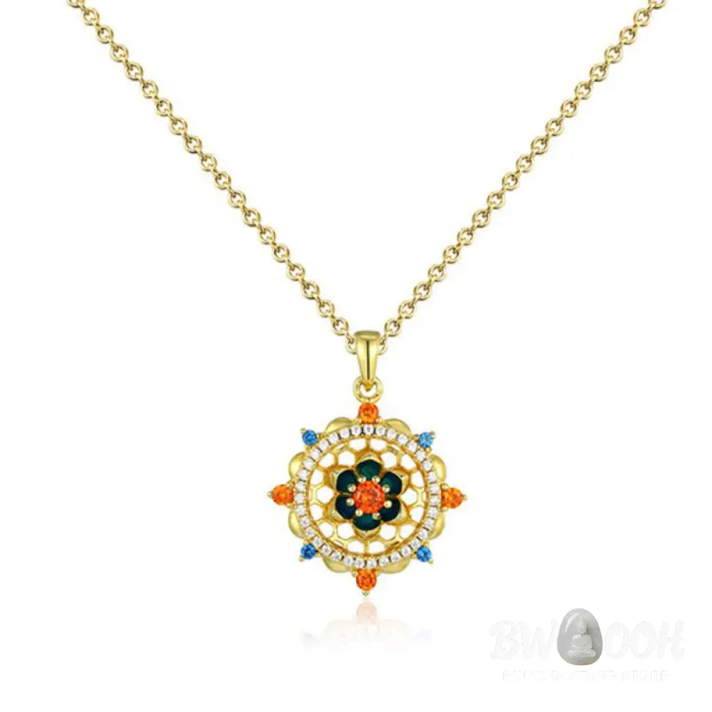 Buddha Stones 925 Sterling Silver Lotus Flower Colorful Zircon New Beginning Necklace Pendant - BWOOOH