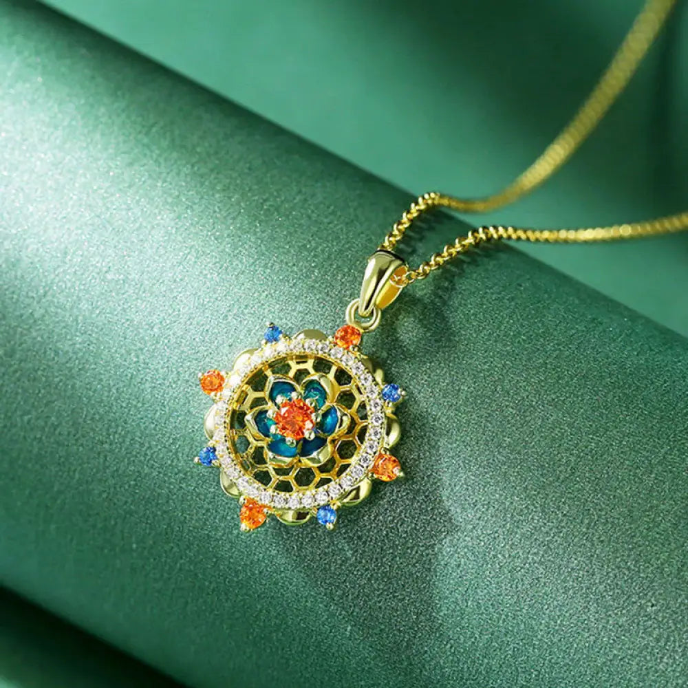 BWOOOH 925 sterling silver lotus flower colorful zircon new beginning necklace pendant