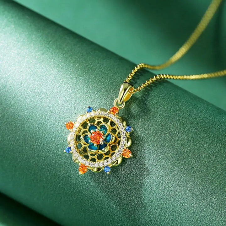 BWOOOH 925 sterling silver lotus flower colorful zircon new beginning necklace pendant