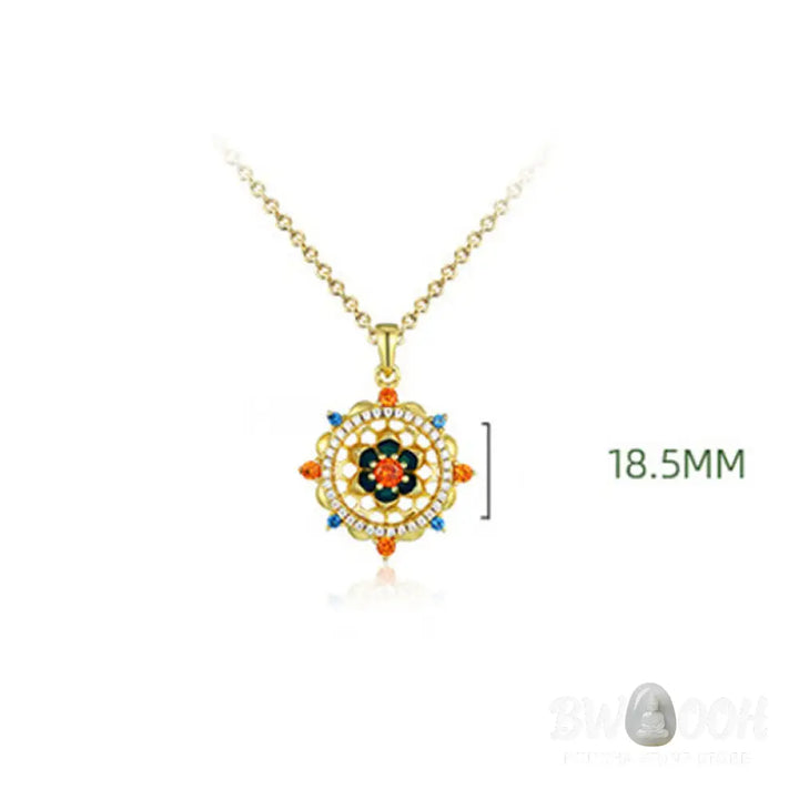Buddha Stones 925 Sterling Silver Lotus Flower Colorful Zircon New Beginning Necklace Pendant - BWOOOH
