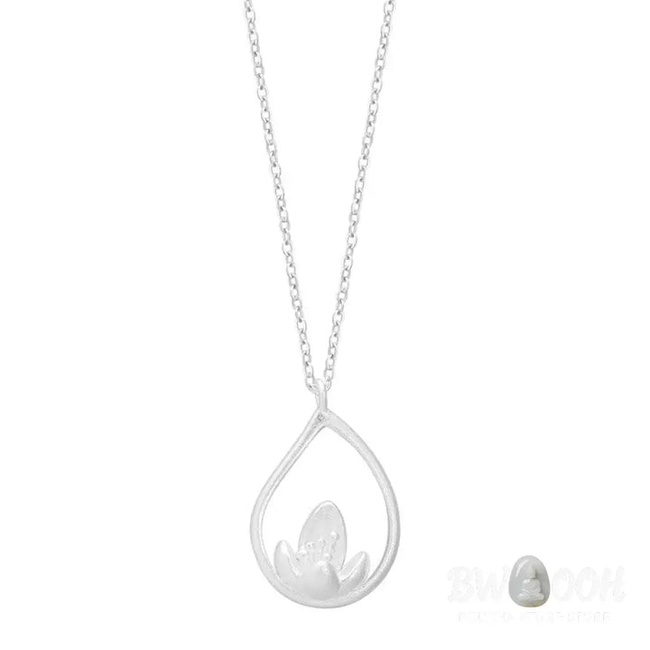 Buddha Stones 925 Sterling Silver Lotus Flower Floral Enlightenment Necklace Pendant - BWOOOH - LOTUS(Enlightenment♥New
