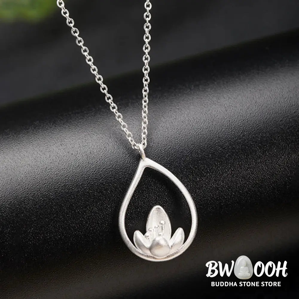 Buddha Stones 925 Sterling Silver Lotus Flower Floral Enlightenment Necklace Pendant - BWOOOH - LOTUS(Enlightenment♥New