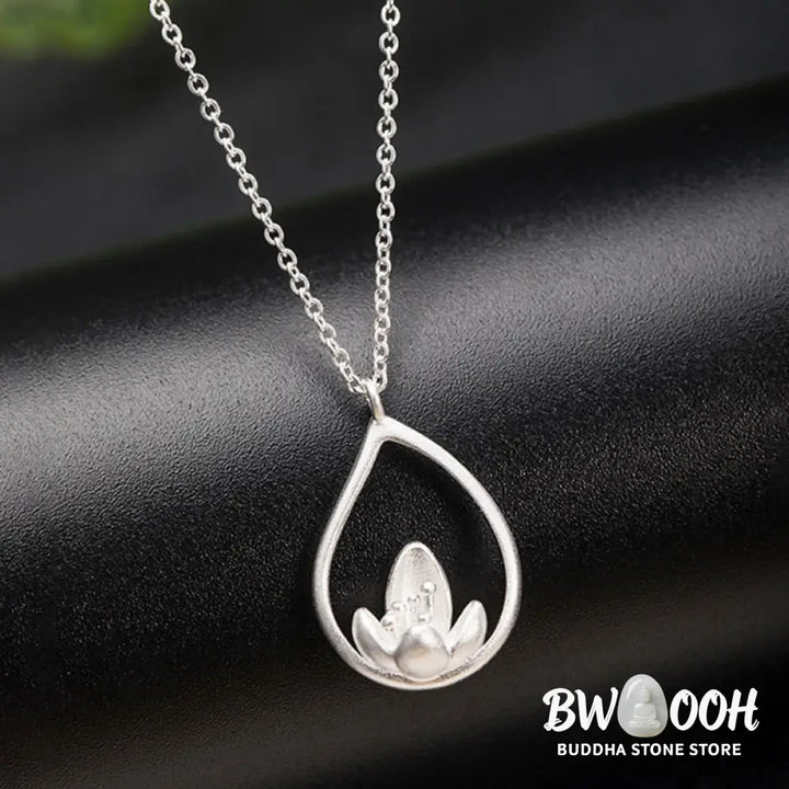 Buddha Stones 925 Sterling Silver Lotus Flower Floral Enlightenment Necklace Pendant - BWOOOH - LOTUS(Enlightenment♥New