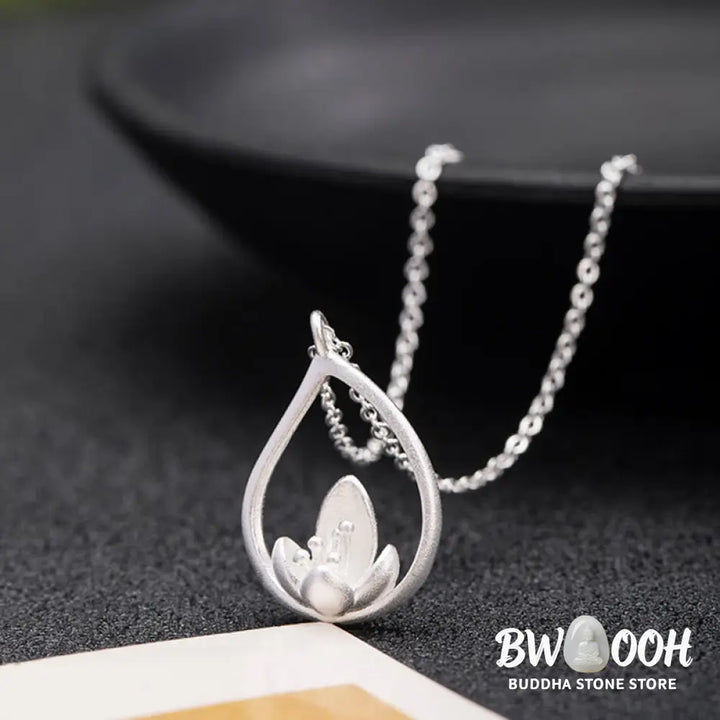 Buddha Stones 925 Sterling Silver Lotus Flower Floral Enlightenment Necklace Pendant - BWOOOH - LOTUS(Enlightenment♥New