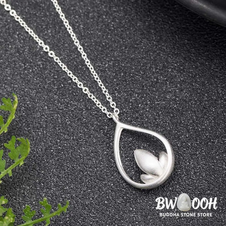 Buddha Stones 925 Sterling Silver Lotus Flower Floral Enlightenment Necklace Pendant - BWOOOH - LOTUS(Enlightenment♥New