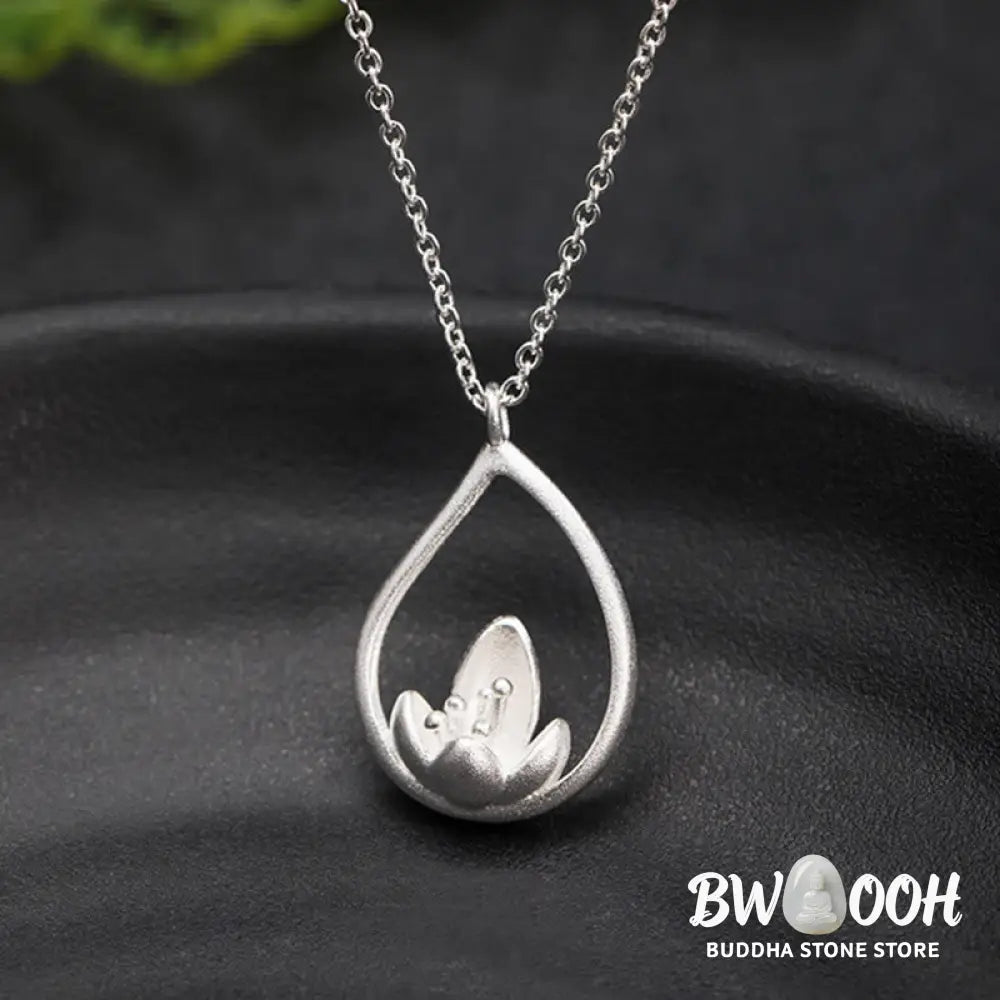 Buddha Stones 925 Sterling Silver Lotus Flower Floral Enlightenment Necklace Pendant - BWOOOH - LOTUS(Enlightenment♥New