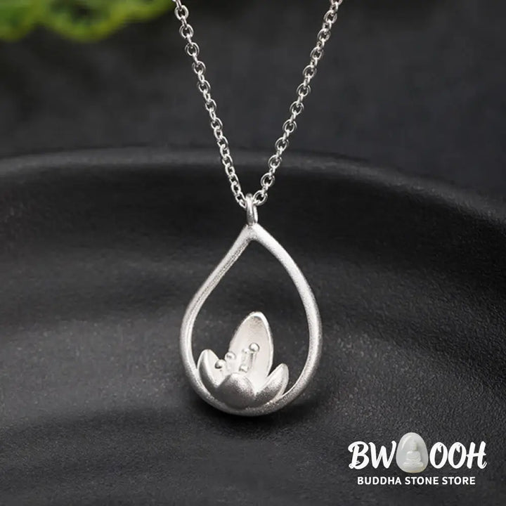 Buddha Stones 925 Sterling Silver Lotus Flower Floral Enlightenment Necklace Pendant - BWOOOH - LOTUS(Enlightenment♥New