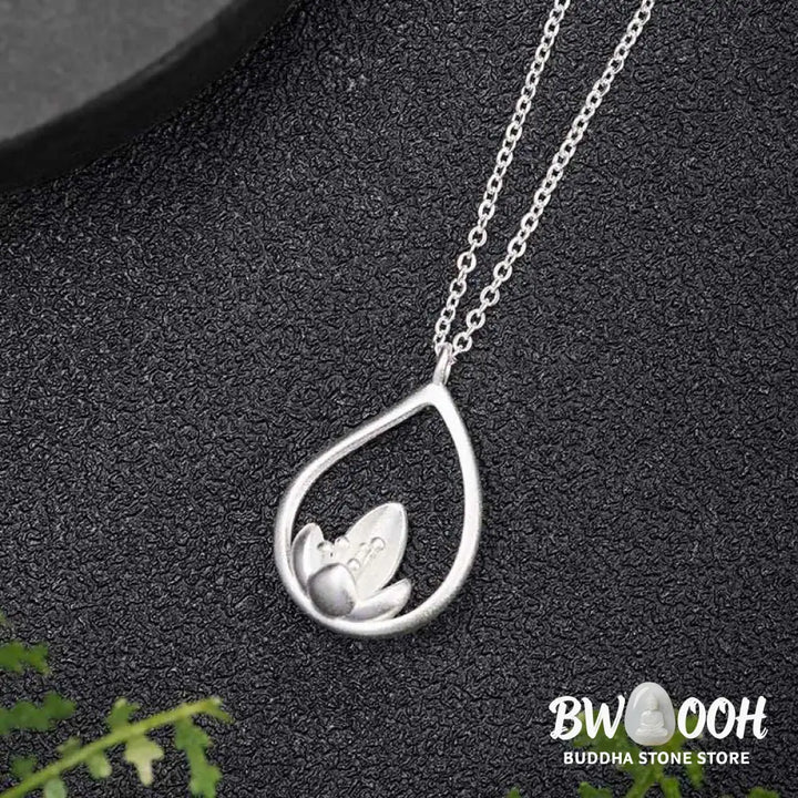 Buddha Stones 925 Sterling Silver Lotus Flower Floral Enlightenment Necklace Pendant - BWOOOH - LOTUS(Enlightenment♥New