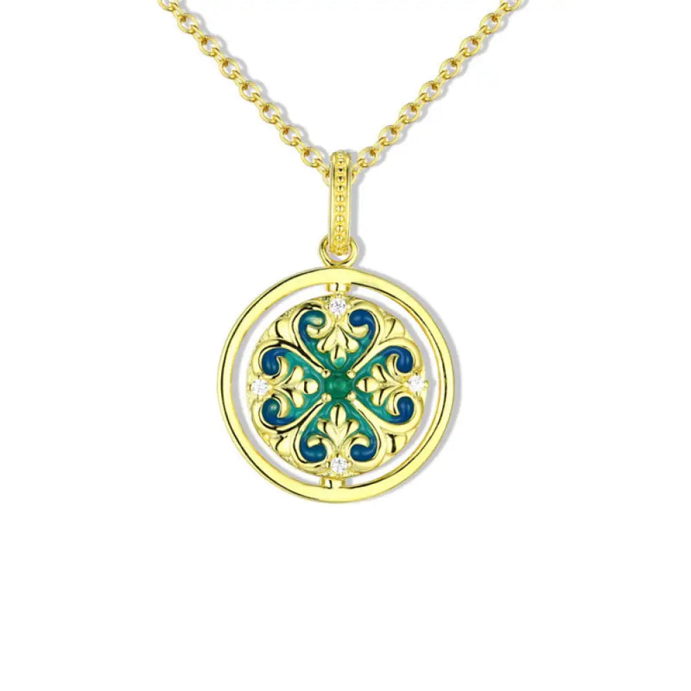BWOOOH 925 Sterling Silver Lotus Flower Floral Zircon Enlightenment Rotatable Necklace Pendant - BWOOOH spiritual jewelry piece