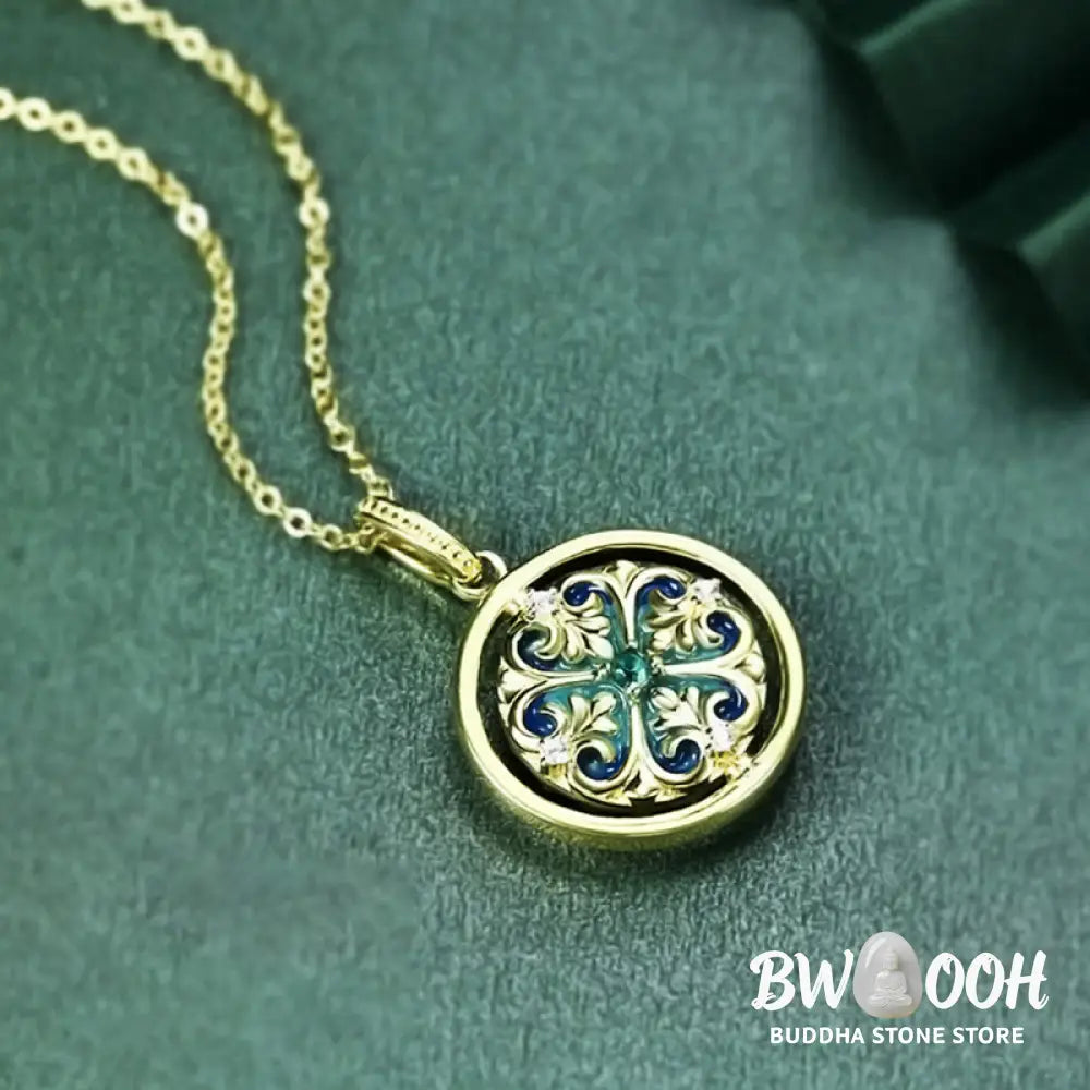 Buddha Stones 925 Sterling Silver Lotus Flower Floral Zircon Enlightenment Rotatable Necklace Pendant - BWOOOH