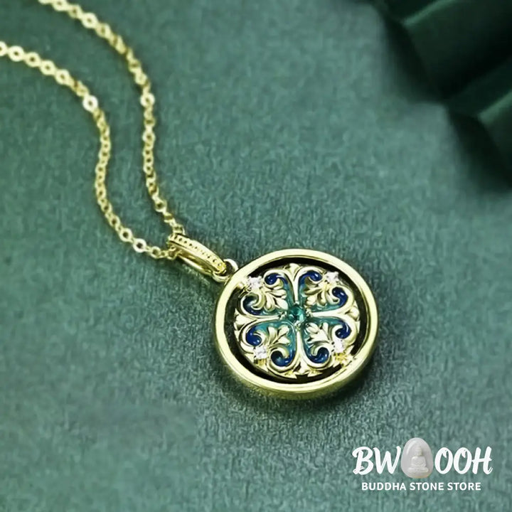 Buddha Stones 925 Sterling Silver Lotus Flower Floral Zircon Enlightenment Rotatable Necklace Pendant - BWOOOH