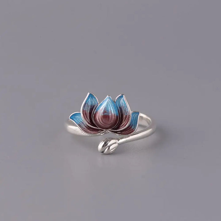 BWOOOH 925 Sterling Silver Lotus Flower New Beginning Adjustable Ring — Sterling Silver crystal healing bracelet for spiri...