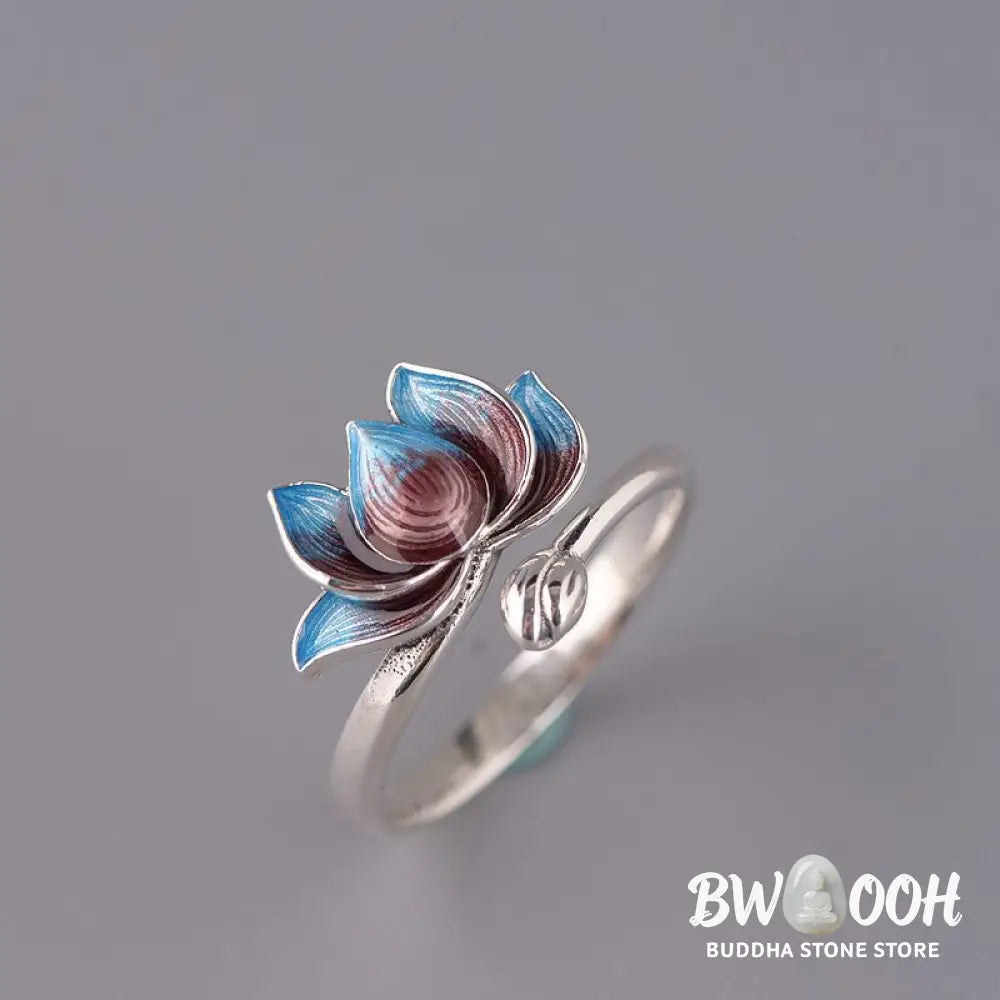 Buddha Stones 925 Sterling Silver Lotus Flower New Beginning Adjustable Ring - BWOOOH - LOTUS(Enlightenment♥New