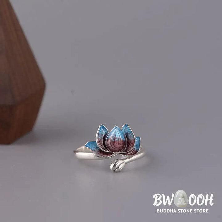 Buddha Stones 925 Sterling Silver Lotus Flower New Beginning Adjustable Ring - BWOOOH - LOTUS(Enlightenment♥New